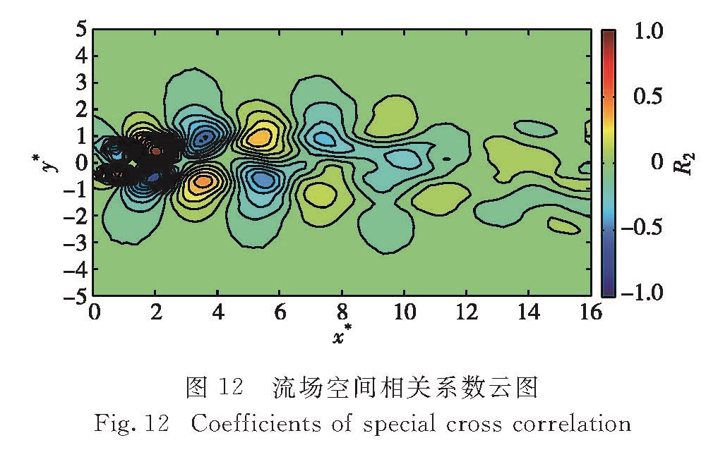 图12 流场空间相关系数云图<br/>Fig.12 Coefficients of special cross correlation