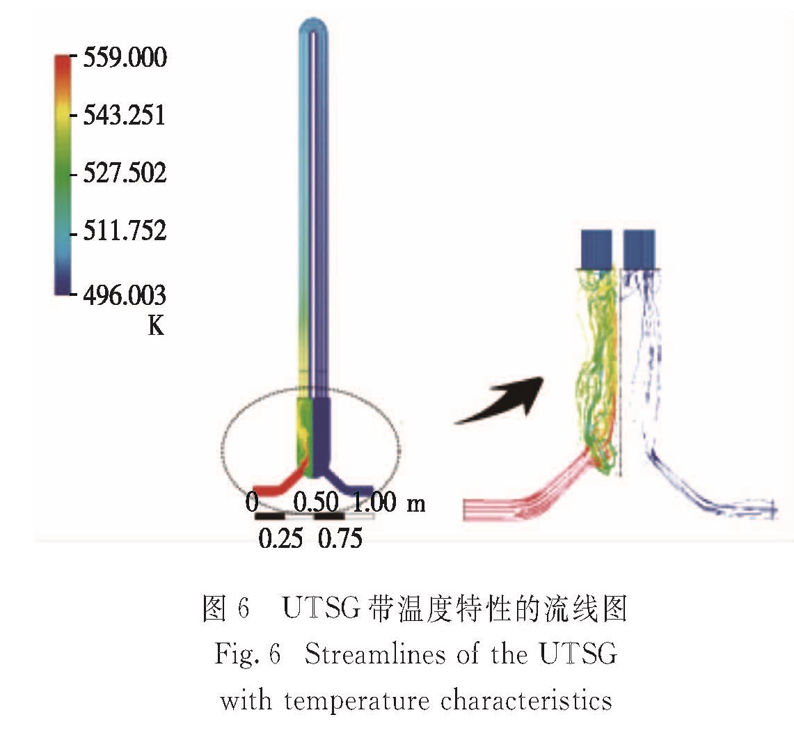 图6 UTSG带温度特性的流线图<br/>Fig.6 Streamlines of the UTSG with temperature characteristics